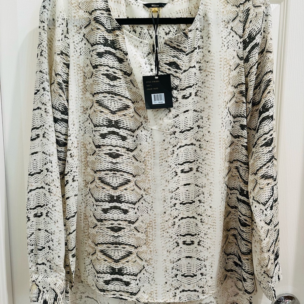 Milano Snake Print Blouse - Black and Cream